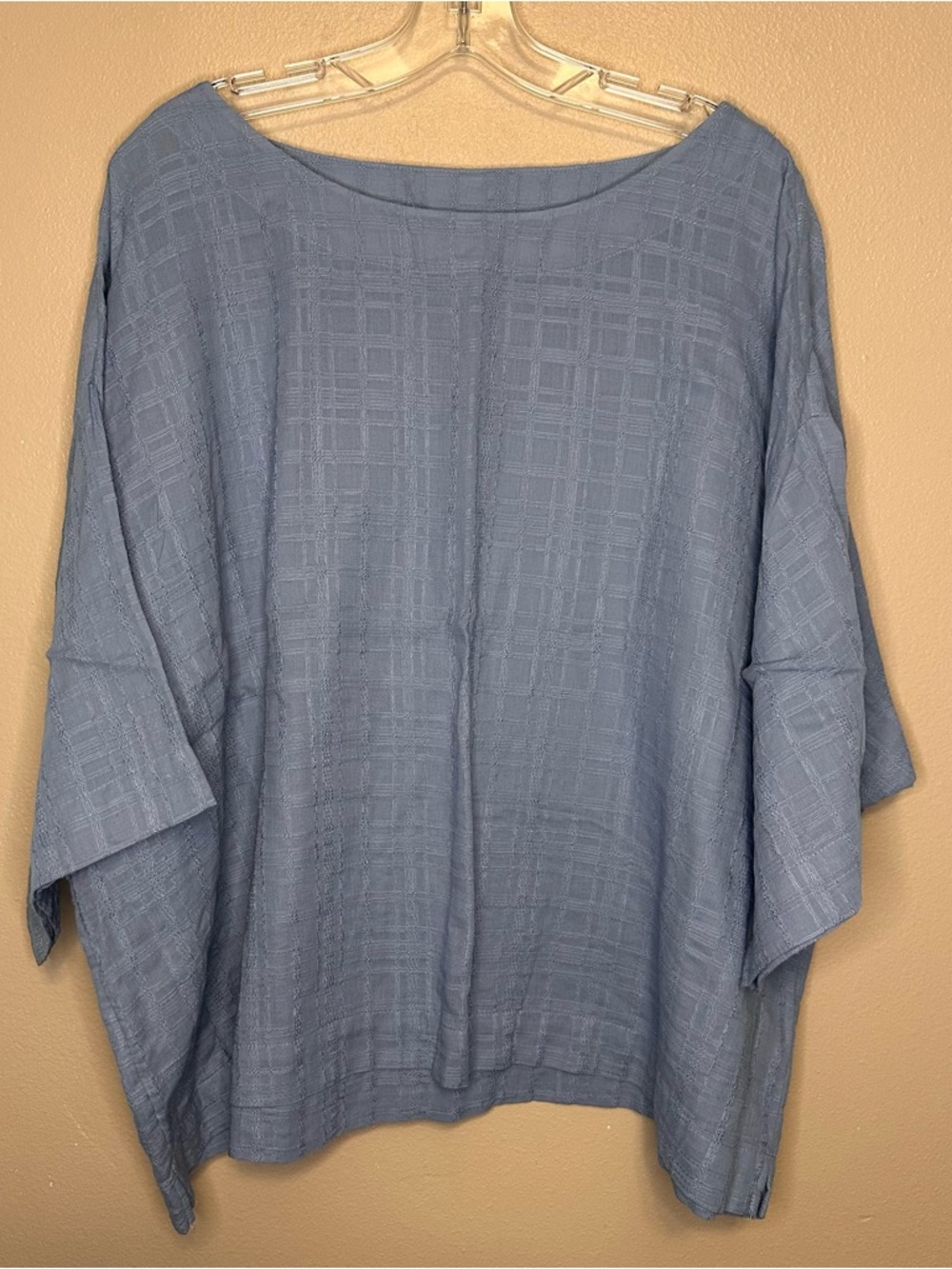 Pure Jill Relaxed Boatneck Textured Top in Light Blue